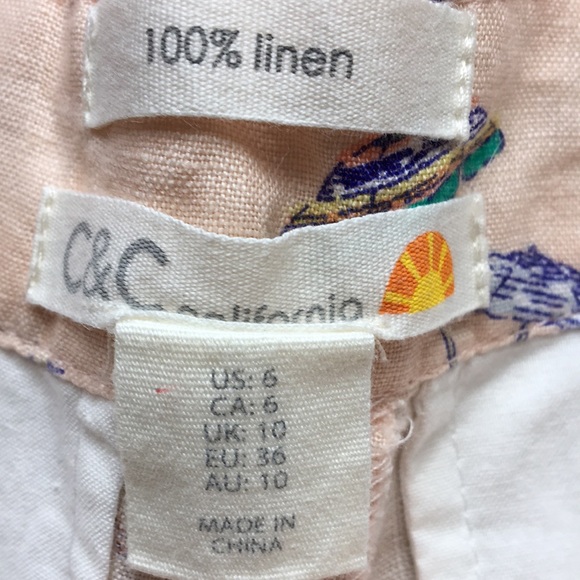 BOGO C&C California beach umbrella linen shorts 6 small - Picture 3 of 6